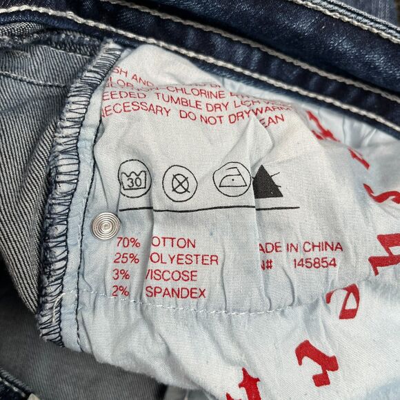 Answer Me Rhinestone Blue Wash Denim Bootcut Flared Jeans Pants Women's Size 11 - Picture 5 of 7